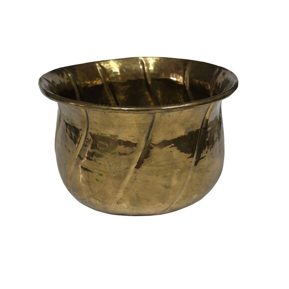 Vintage Hammered Brass Oval Planter 11x9 Mid-Century Modern Decor - Picture 8 of 13